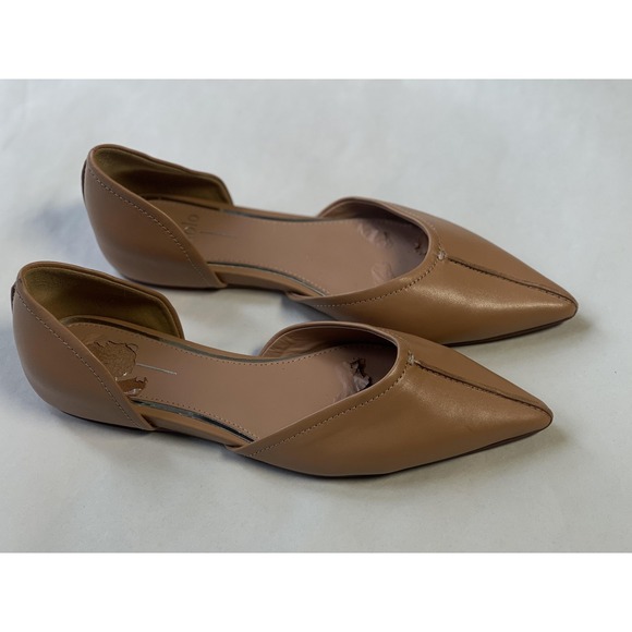 Linea Paolo Shoes Womens Size 8.5M Tan Brown Pointed Toe D'Orsay Flats Leather - Picture 1 of 13